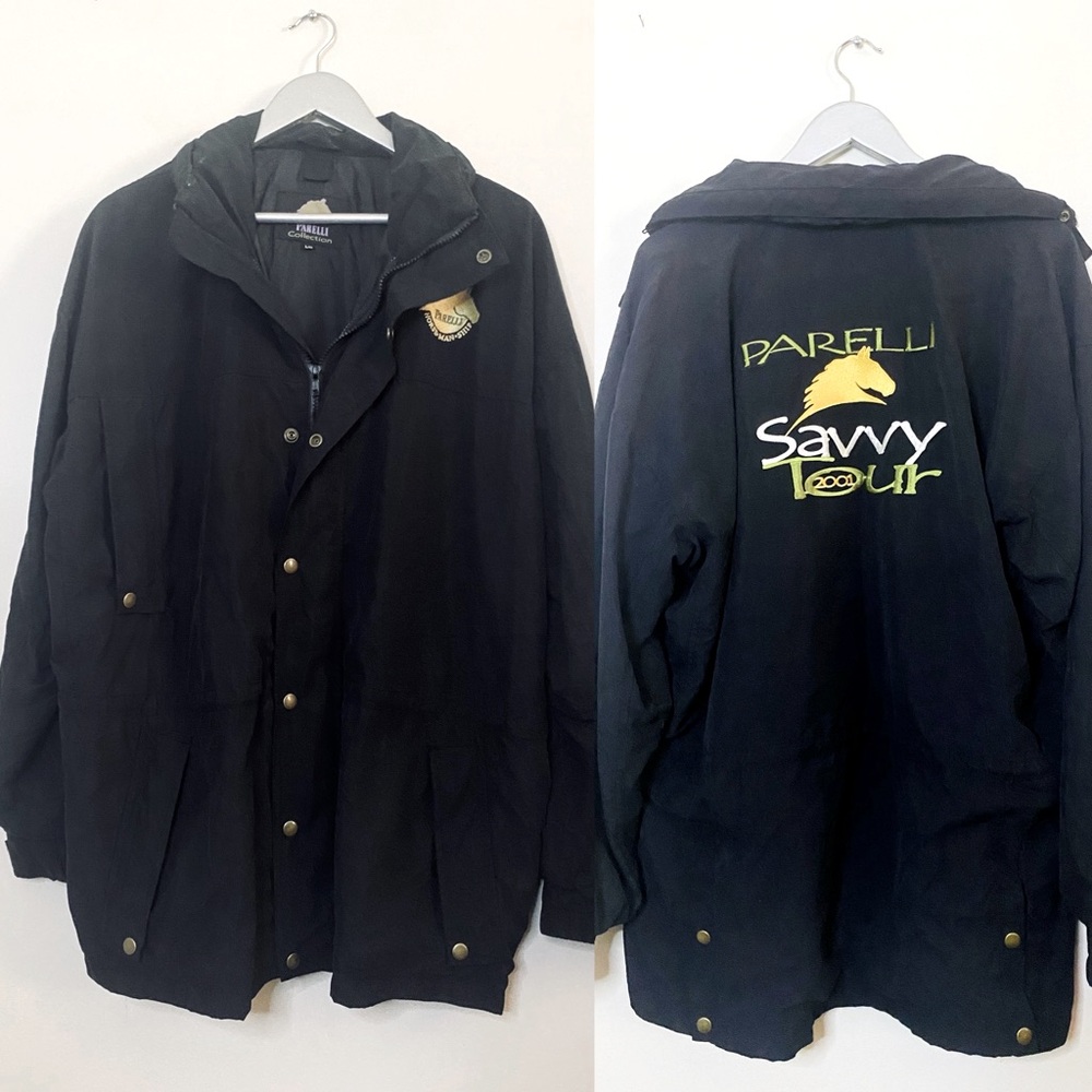 SOFT Vintage Parelli Collection Black all weather coat. Size Large.
